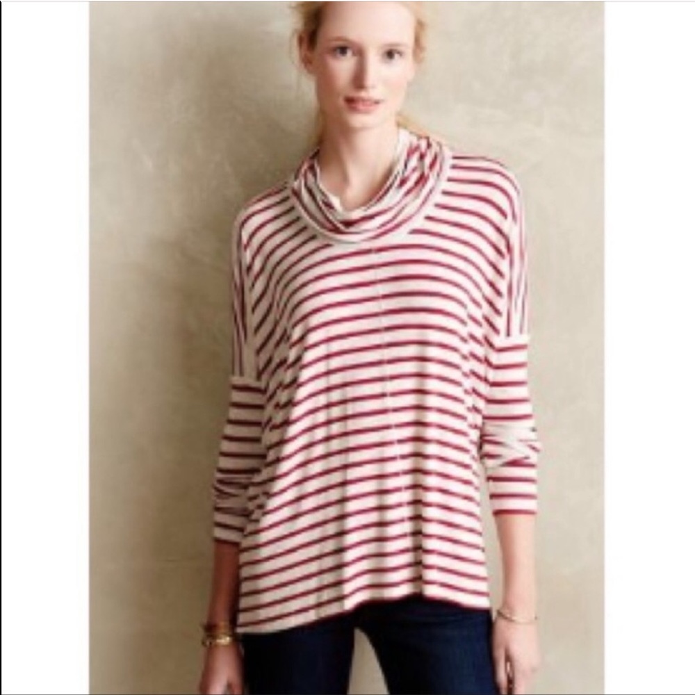 Bordeaux cowl neck long sleeve striped top